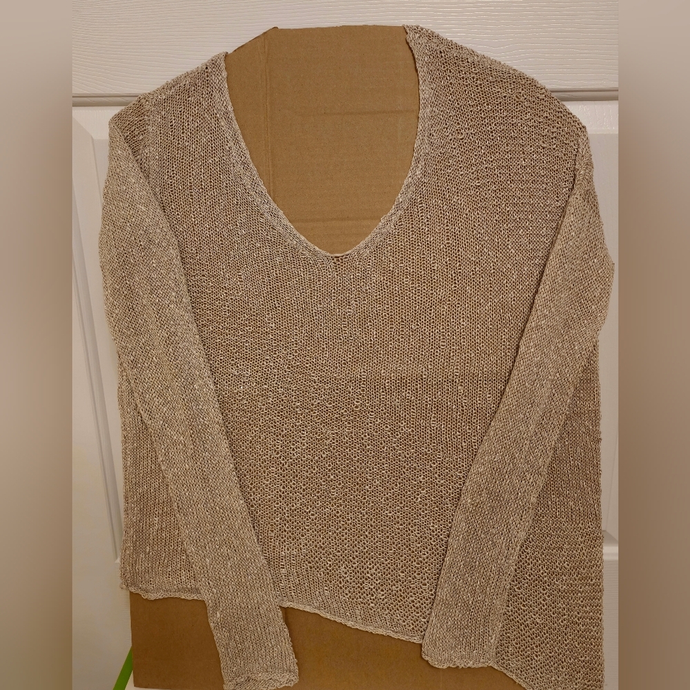 Helmut Lang Beige Looped Silk Sweater, Small